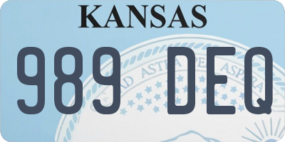 KS license plate 989DEQ