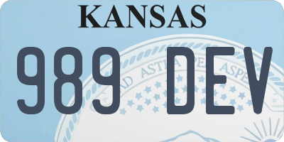 KS license plate 989DEV