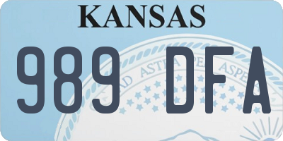KS license plate 989DFA