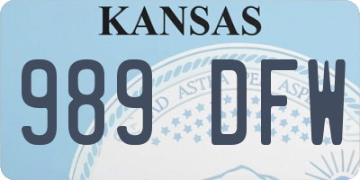 KS license plate 989DFW