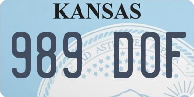 KS license plate 989DOF