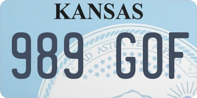 KS license plate 989GOF