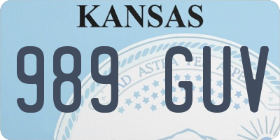 KS license plate 989GUV