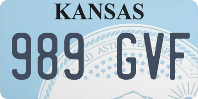 KS license plate 989GVF