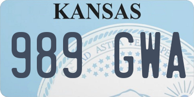 KS license plate 989GWA
