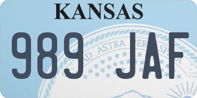 KS license plate 989JAF