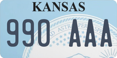 KS license plate 990AAA