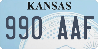 KS license plate 990AAF