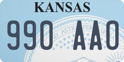 KS license plate 990AAO