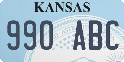 KS license plate 990ABC