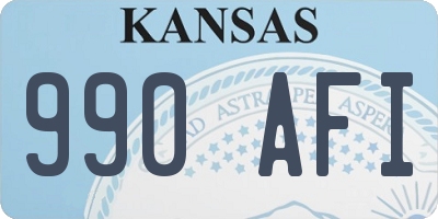 KS license plate 990AFI