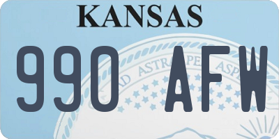 KS license plate 990AFW