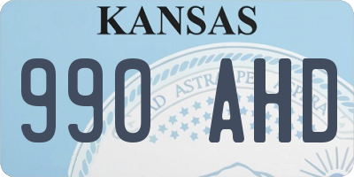 KS license plate 990AHD