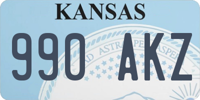 KS license plate 990AKZ