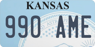 KS license plate 990AME