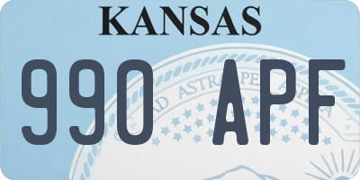 KS license plate 990APF