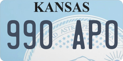 KS license plate 990APO