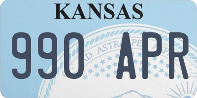 KS license plate 990APR