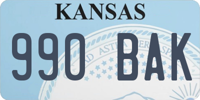 KS license plate 990BAK