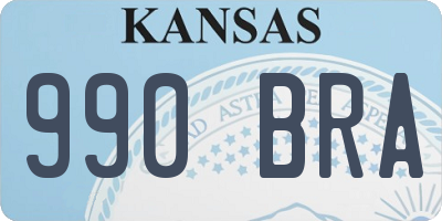 KS license plate 990BRA