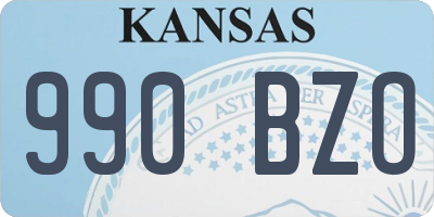 KS license plate 990BZO