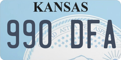 KS license plate 990DFA