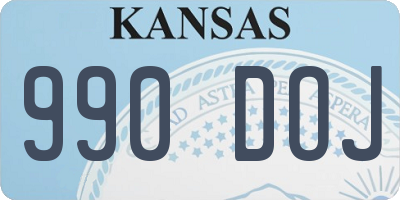 KS license plate 990DOJ