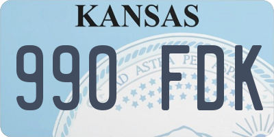 KS license plate 990FDK