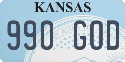 KS license plate 990GOD
