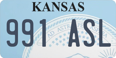 KS license plate 991ASL