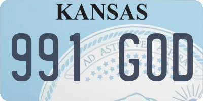 KS license plate 991GOD