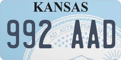 KS license plate 992AAD