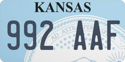 KS license plate 992AAF