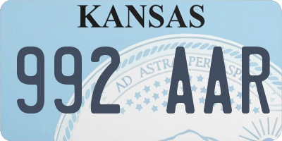 KS license plate 992AAR