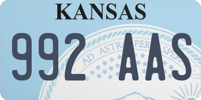 KS license plate 992AAS