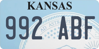 KS license plate 992ABF