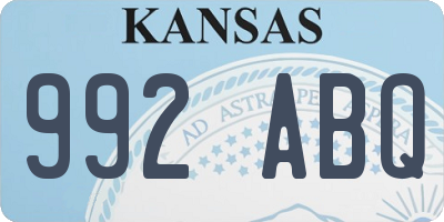 KS license plate 992ABQ