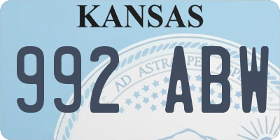 KS license plate 992ABW