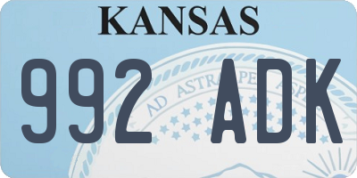 KS license plate 992ADK