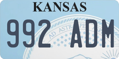 KS license plate 992ADM