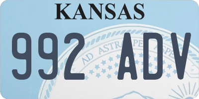 KS license plate 992ADV
