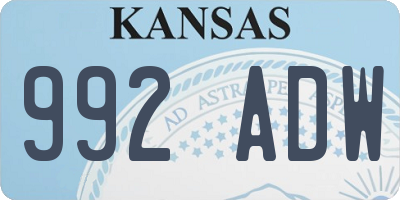 KS license plate 992ADW