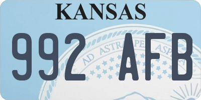 KS license plate 992AFB