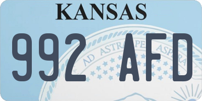 KS license plate 992AFD