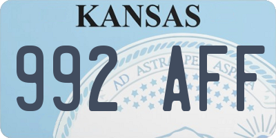 KS license plate 992AFF