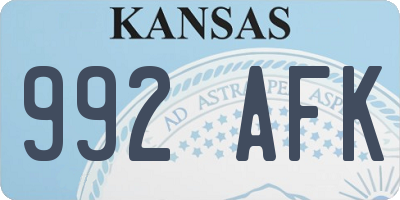 KS license plate 992AFK
