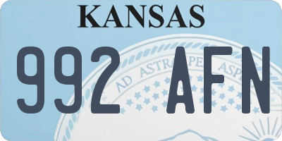 KS license plate 992AFN