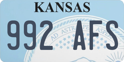 KS license plate 992AFS