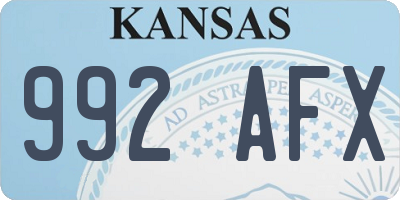 KS license plate 992AFX