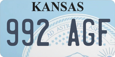 KS license plate 992AGF
